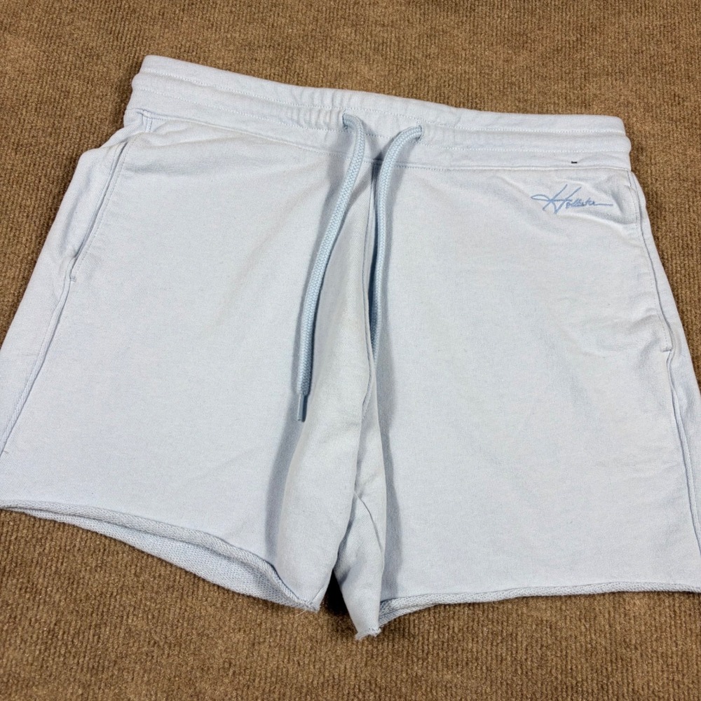 Hollister Light Blue French Terry Sweat Shorts Embroidered Logo Size M